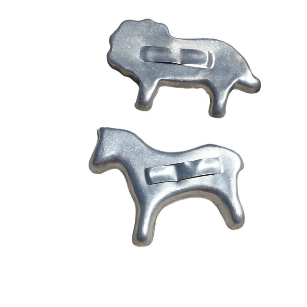 Cookie cutters metal lion horse zoo animal silver set of 2 safari 4" 4in‎